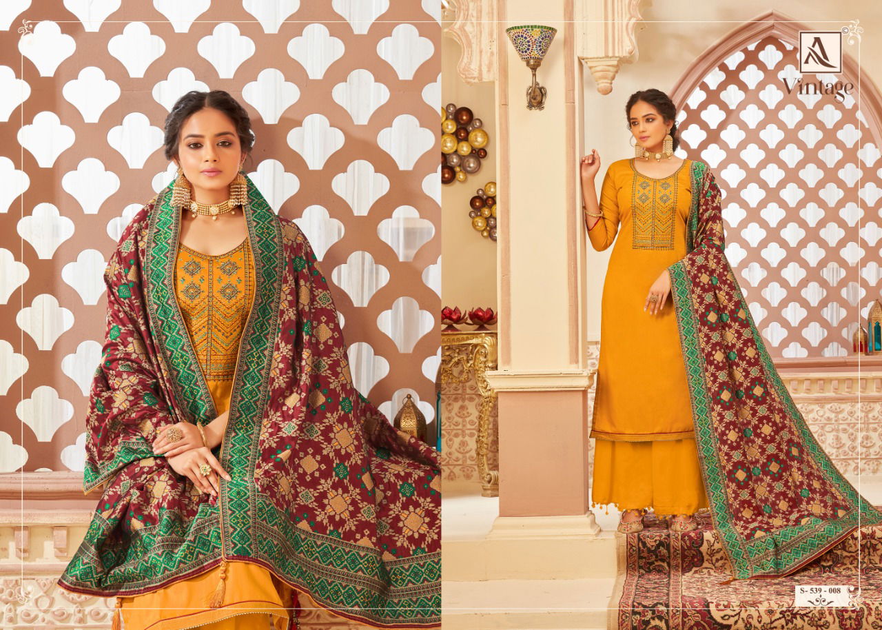Alok Vintage Designer Fancy Wedding Wear Fancy Kashmiri Embroidery with Swarovski Diamond Work Dress Material Collection
