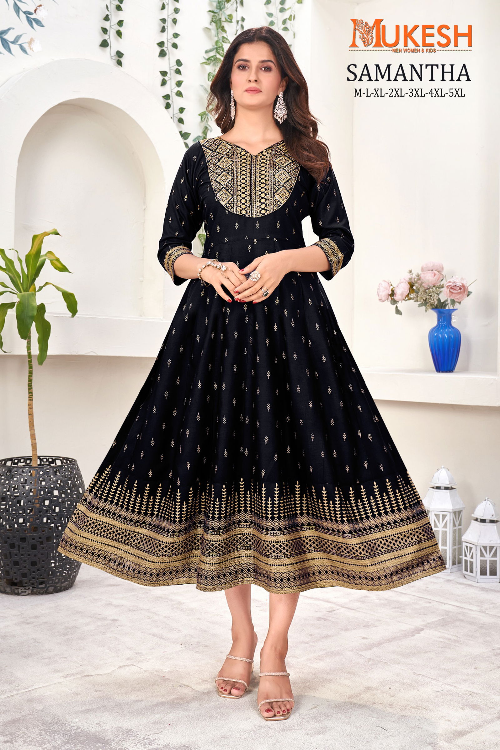 Samantha By Mukesh Rayon Embroidery Long Plus Size Kurtis Wholesalers In Delhi