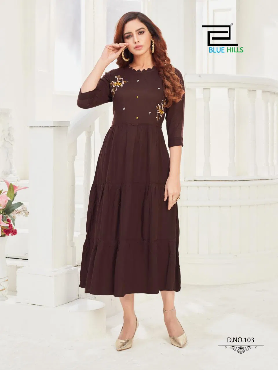 Blue Hills Mohini 1 Latest fancy Ethnic Wear Rayon Designer Long Kurtis Collection