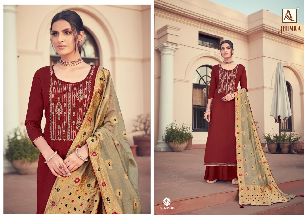Alok Jhumka Desinger Heavy Pure Zam Cotton Dyed with Exclusive Embroidery Festive Wear Dress Material Collection