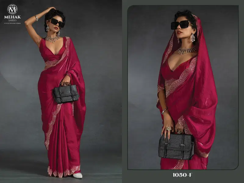 Mehek 1050 A To F Two Tone Satin Silk Wedding Wear Saree Wholesalers In Delhi