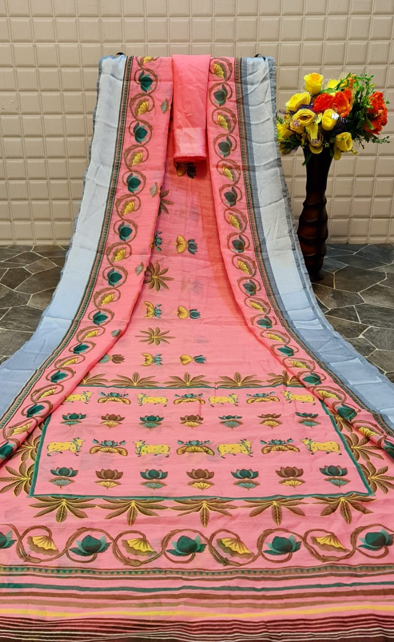 Mahek 3 Latest Daily Wear Casual Wear Printed Linen Cotton Saree Collection 