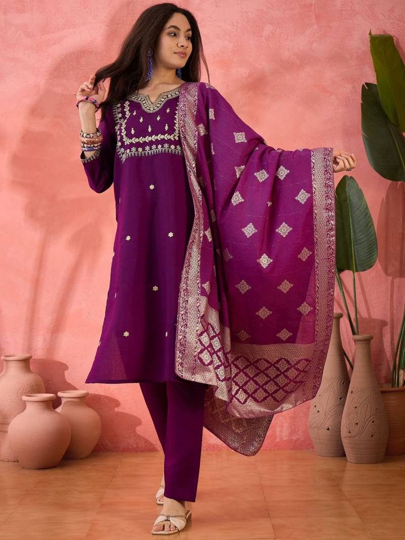 Color Set 8507 Beautiful Roman Silk Kurti Bottom With Dupatta Online Wholesale