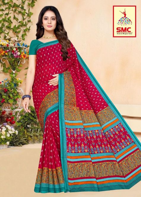Smc Priyalaxmi Fancy Regular Wear Cotton Printed Designer Saree Collection