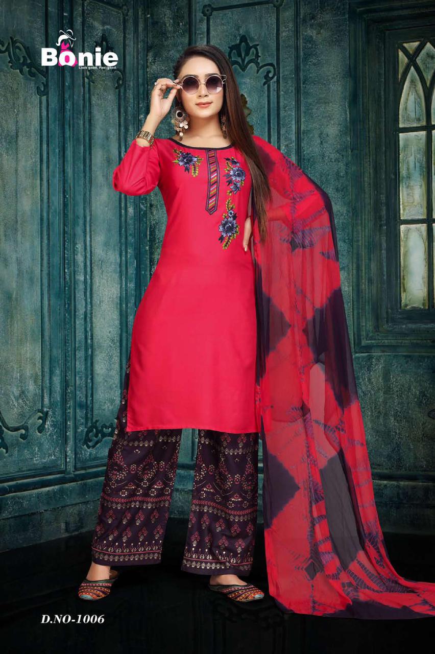 Bonie Hemani Fancy Ethnic Wear Kurtis With Palazzo With Dupatta Readymade Collection
