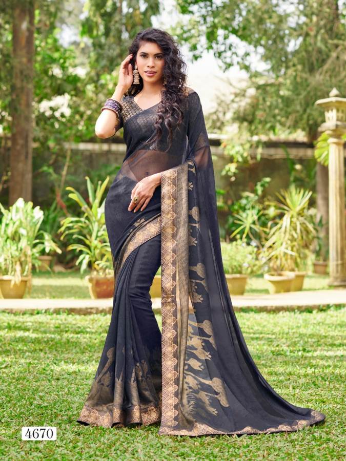 Priya Paridhi Libaas Vol 4 Latest Party Wear Designer Foil Print With Lace Border Saree collection 