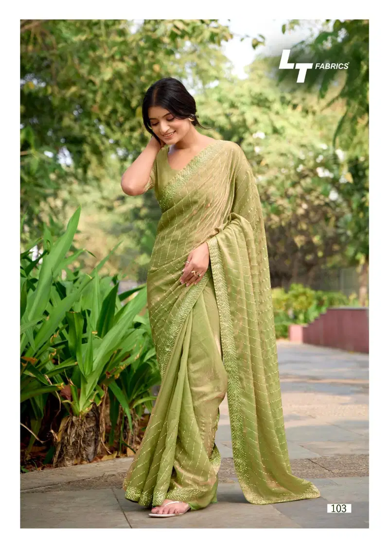 Primark Vol 1 By LT Nc Malai Silk With Swarovksi Work Party Wear Sarees Orders In India