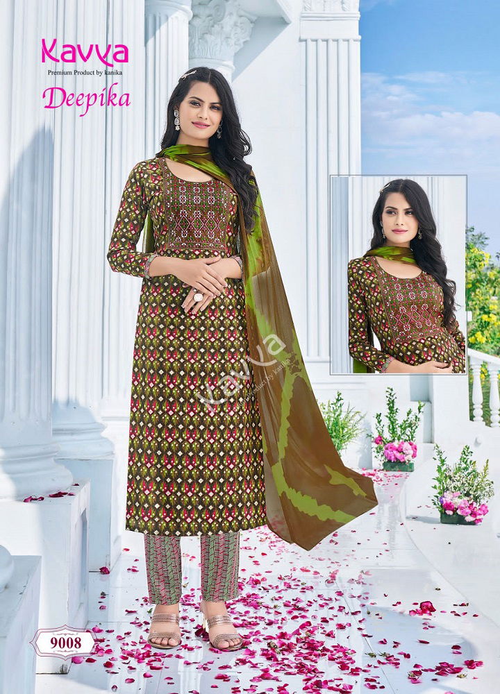 Deepika Vol 9 By Kavya Straight Embroidery Kurti With Bottom Dupatta Wholesale Shop In Surat
