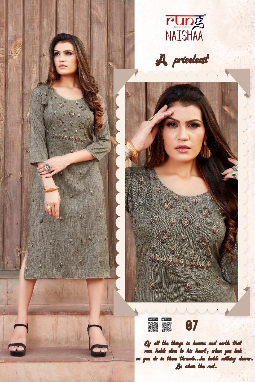 Symlee Naishaa Heavy Two Tone Designer Ethnic Wear Rayon Kurti Collection
