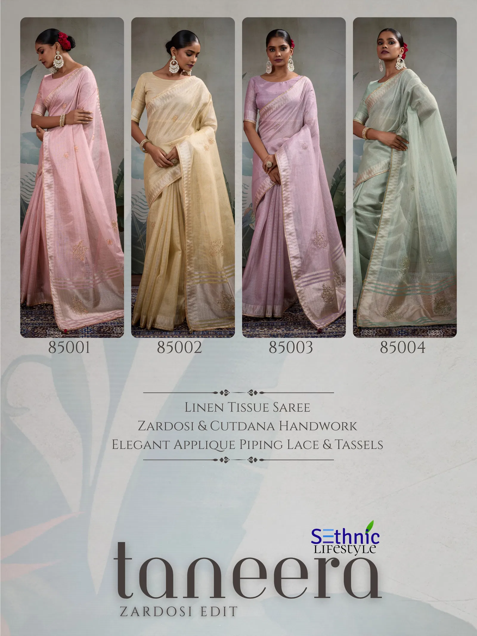 Taneera By Sethnic Linen Tissue With Weaving Saree Wholesalers In Delhi