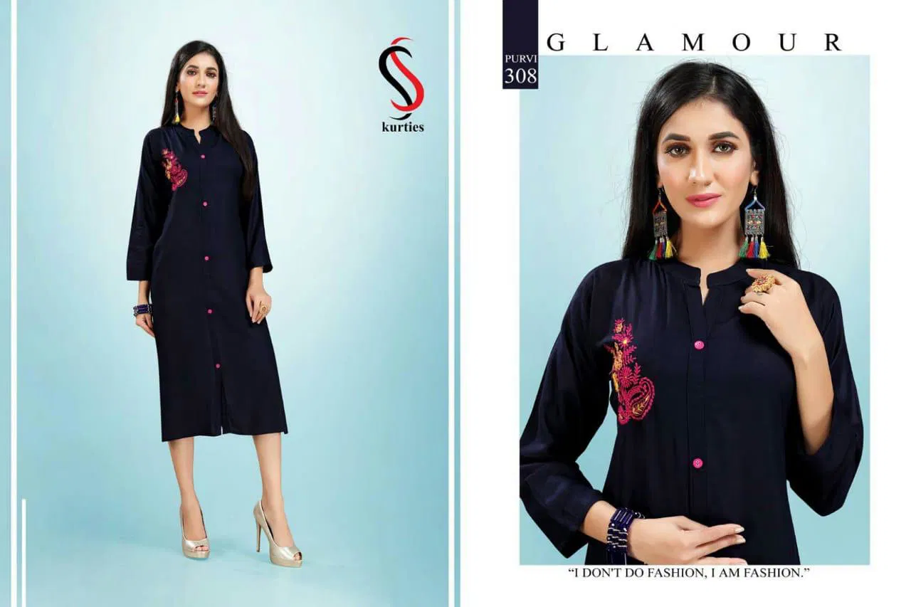 Ss Purvi Vol 3 Latest Designer Daily Wear Rayon Kurtis Collection 