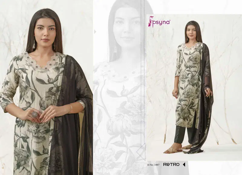 Retro By Psyna Crep Full Stitch Salwar Kameez Wholesale Price In Surat