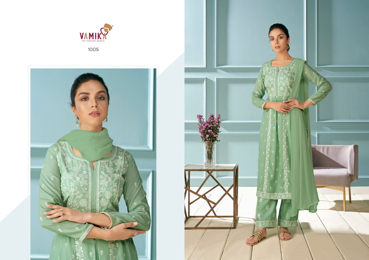 Vamika Lakhnawi 1 Exclusive Hit Festive Wear Designer Rayon Embroidery Work Fancy Ready Made Collection
