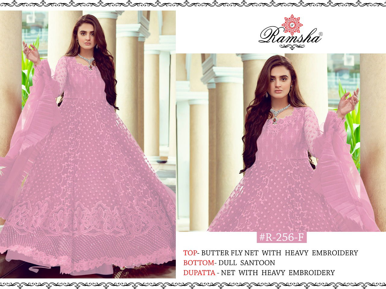 Ramsha R 256 Nx Latest Fancy Festive Wear Butterfly Net With Heavy Embroidery Work Pakistani Salwar Suits Collection
