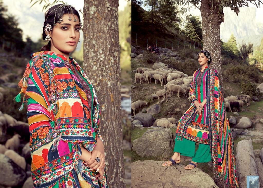 Silky Winter Collection Designer Printed Pashmina Jacquard Dress Material With Twill Shawl Printed Dupatta