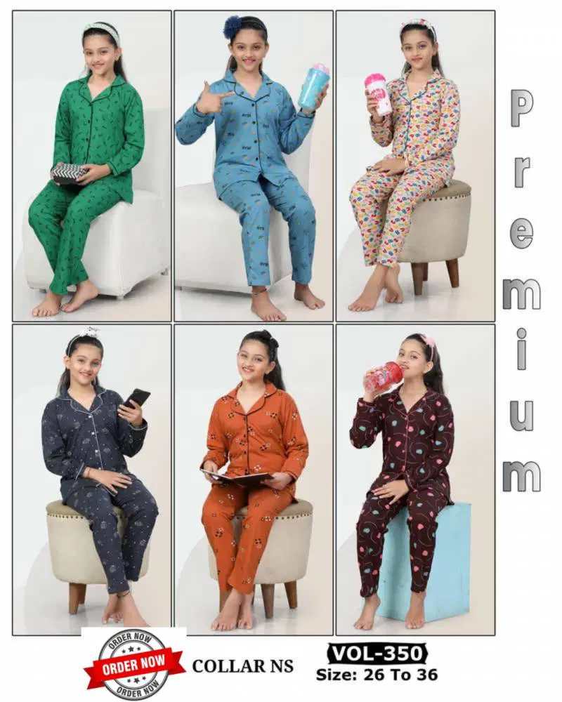 Summer Special Kids Collar Ns Vol Dn 350 Cotton Night Suits Wholesale Clothing Distributors In India