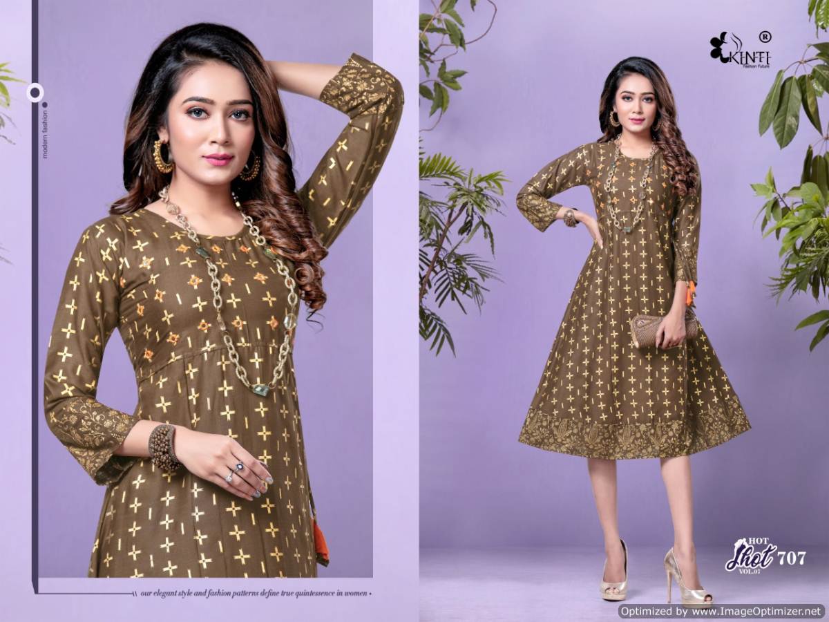 Kinti Hot Shot 7 fancy Heavy Etnic Wear Anarkali Rayon Printed Kurti Collection
