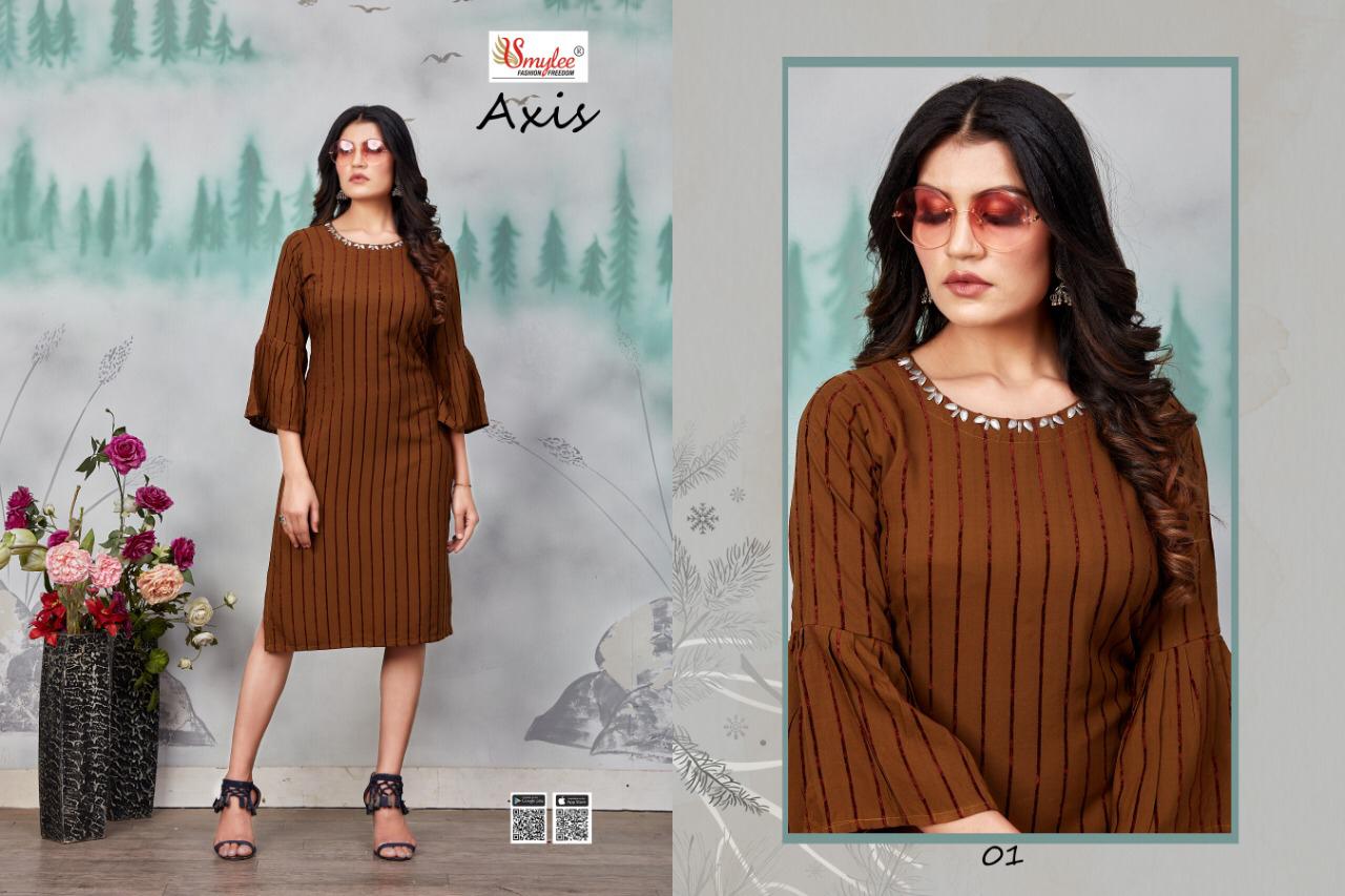 Smylee Axis Designer Latest Festive Wear Fancy Heavy Bombay Velvet Lining With Neck Work Kurtis Collection
