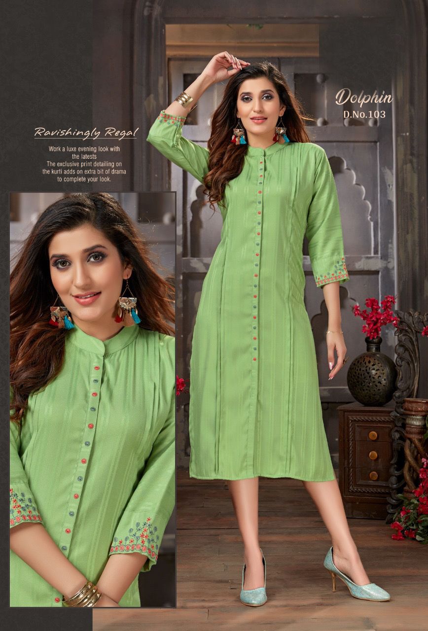 Dolphin 01 New Designer Party Wear Rayon Desihner Kurti Collection