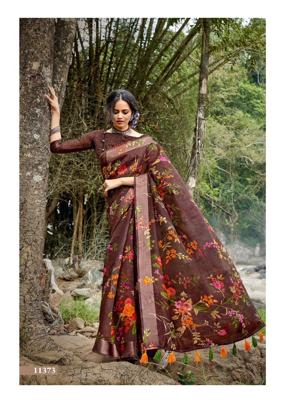 TRIVENI PANCHEE Latest Designer Fancy Festive Wear Heavy Cotton Linen Saree Collection