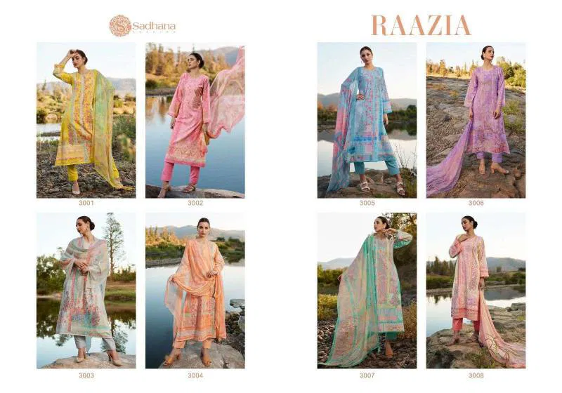 Raazia By Sadhana Lawn Cotton Digital Printed Dress Material Suppliers In India