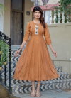 Aaradhna 2022 Rust Colour Rayon Printed Embroidery A Line Kurti Wholesale Online