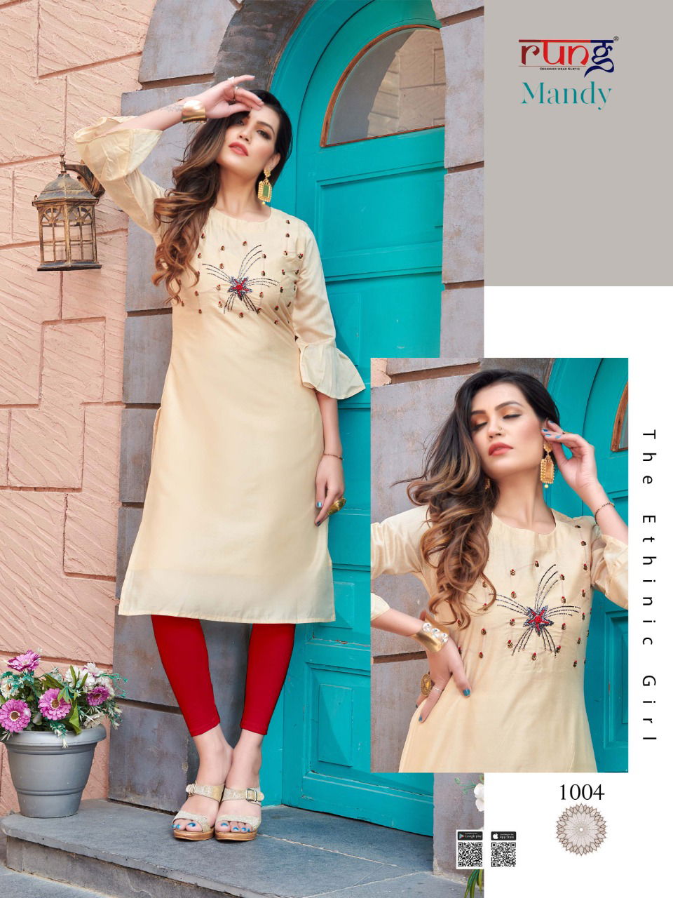 RUNG MANDY Ethnic Daily Wear Heavy Modal Silk With Handwork  Latest Designer Kurtis Collection