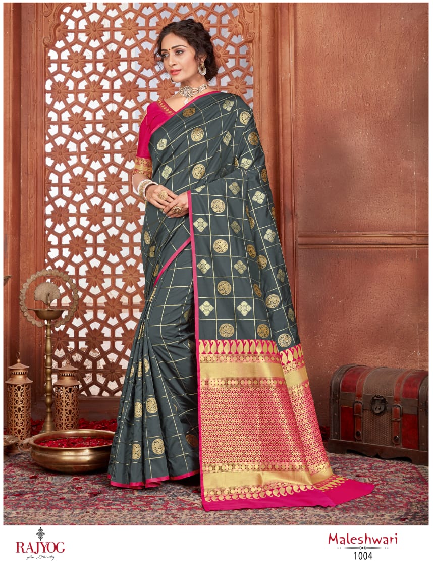 Rajyog Maleshwari Exclusive Printed Rich Look Pllu Soft Silk Sree Collection 