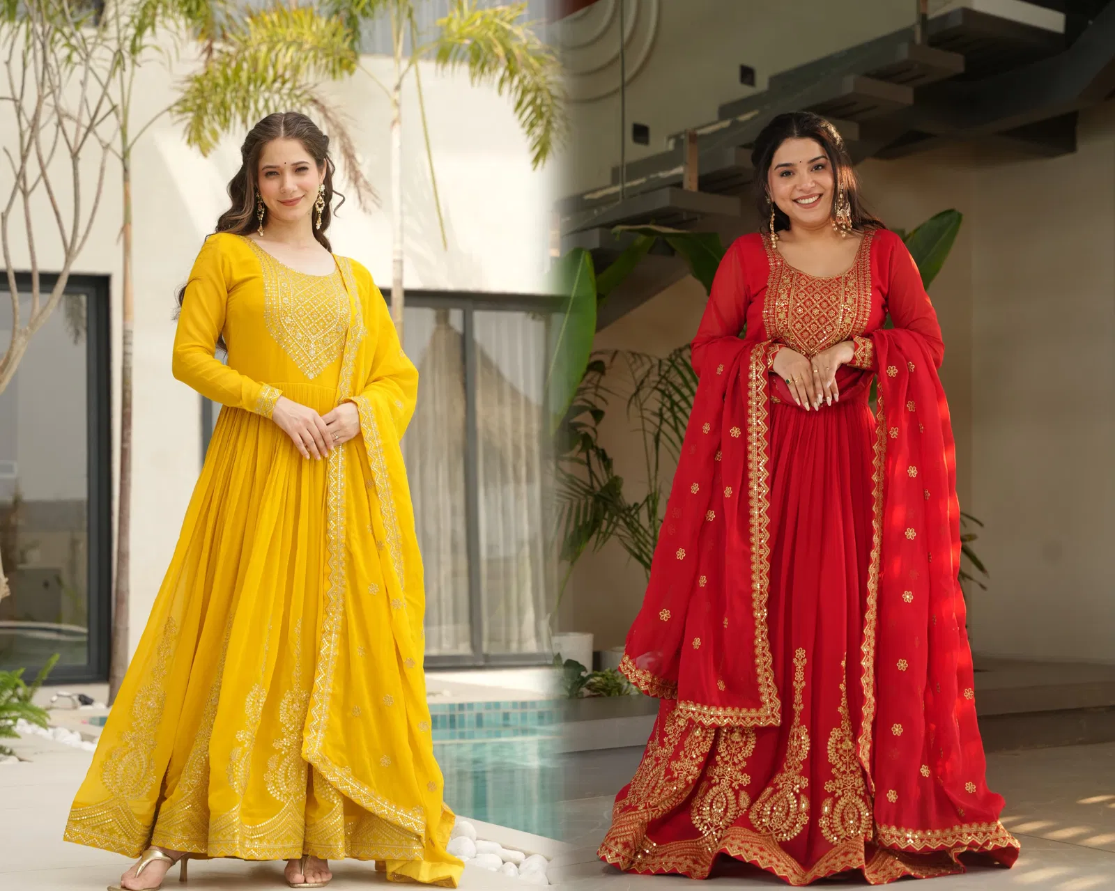 KA 1162 Faux Blooming Embroidery Designer Gown With Dupatta Wholesale Online