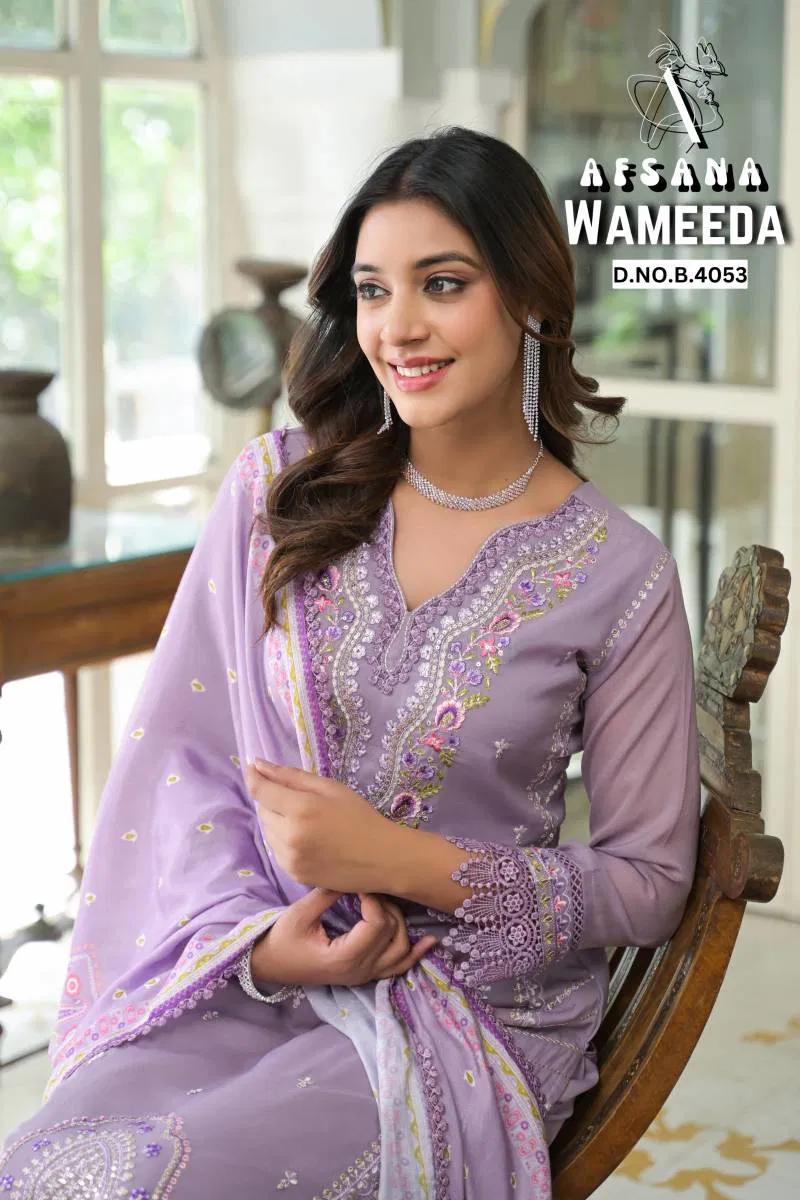 Wameeda By Afsana Georgette Kurti Bottom With Dupatta Exporters In India