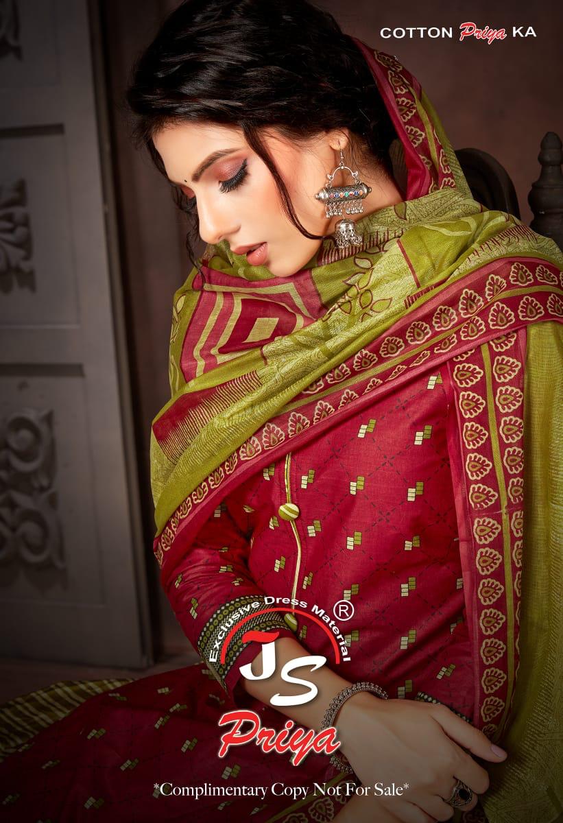 Js Priya Gulzaar 7 Regular Wear Designer Printed Cotton Dress Material Collection
