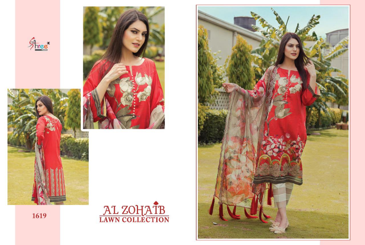 Shree Al Zohaib Lawn latest Collection Regular Wear Pure Cotton With patch Embroidery Pakistani Style Salwar Suit
