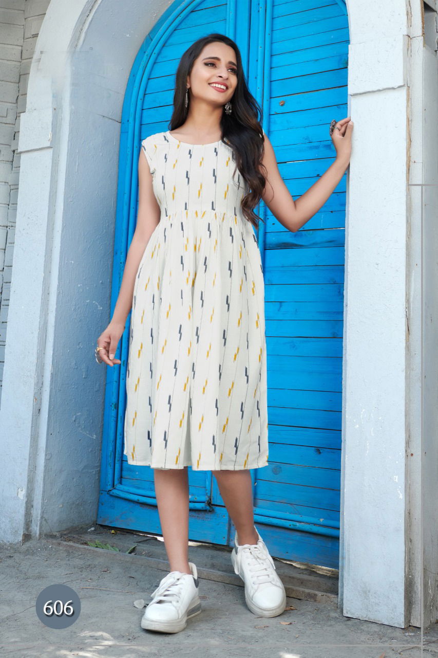 Blue Hills Ikkat Special 2 Designer Rayon Printed Fancy Kurtis Collection
