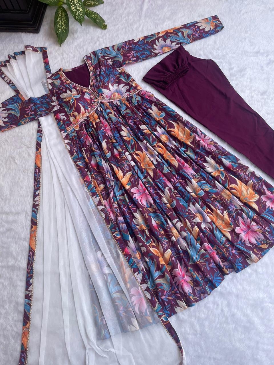 307 Shravya Designer Alia Cut Kurti With Bottom Dupatta Catalog