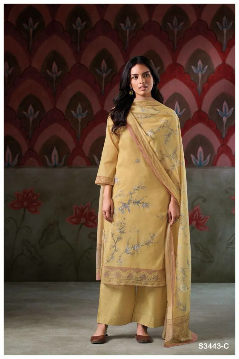 Ganga Irene Mal Printed With Hand Embroidered Salwar Suit Wholesale Market In Surat