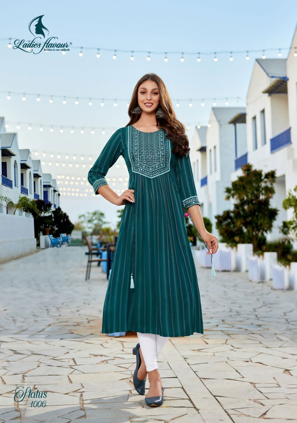 Status By Ladies Flavour Nyra Cut Designer Kurti Catalog
