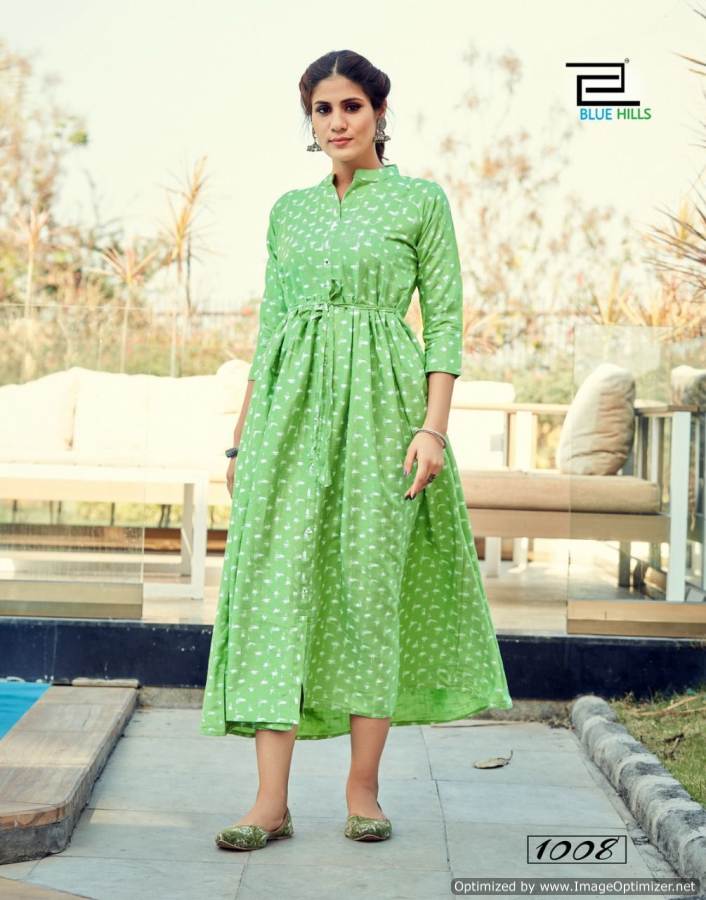Blue Hills Belt 1 Designer Party Wear Rayon Long Anarkali Kurti Collection