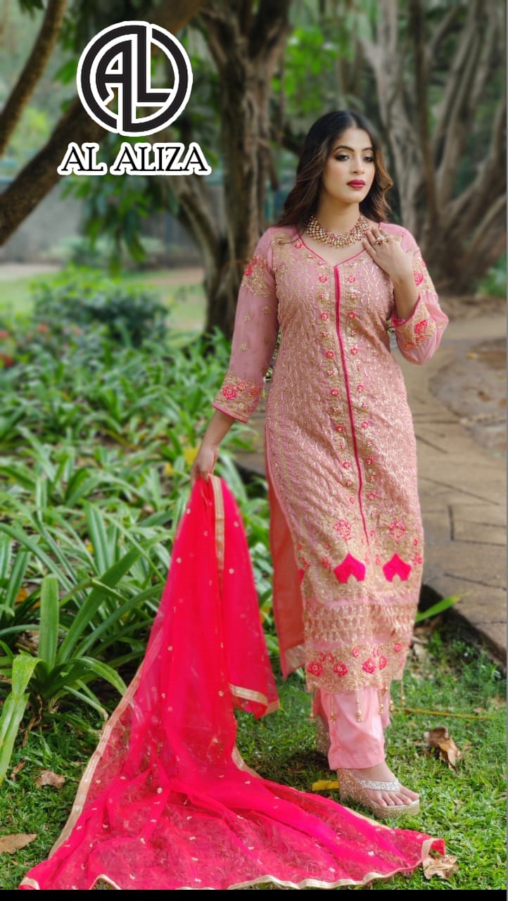 Al Aliza Block Buster Hits 2 Fancy Latest Designer Festive Wear Heavy Georgette With Heavy Embroidery Work Pakistani Salwar Suits Collection
