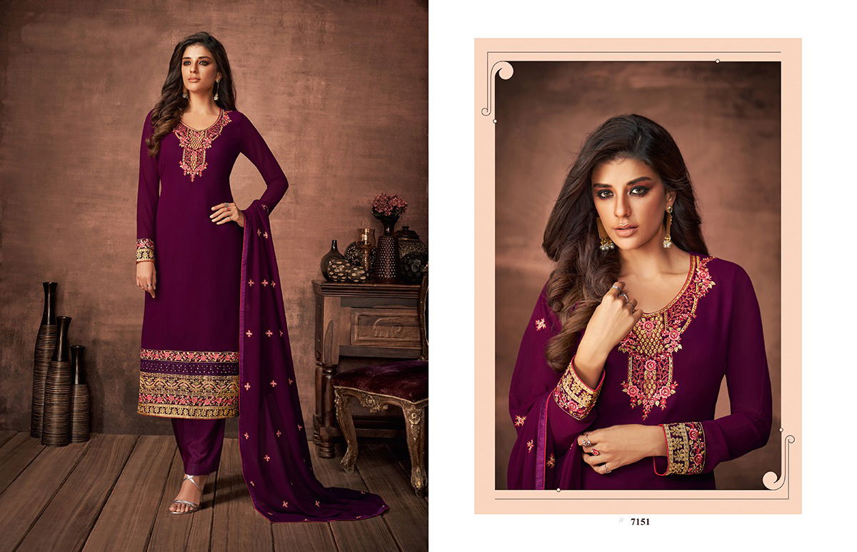 Nazakat 1 Latest Collection Heavy Faux Georgette Embroidered Salwar Suits With Embroidery Work Dupatta 
