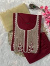 VT Designer Slub Cotton Embroidery Kurti With Bottom Dupatta Suppliers In India