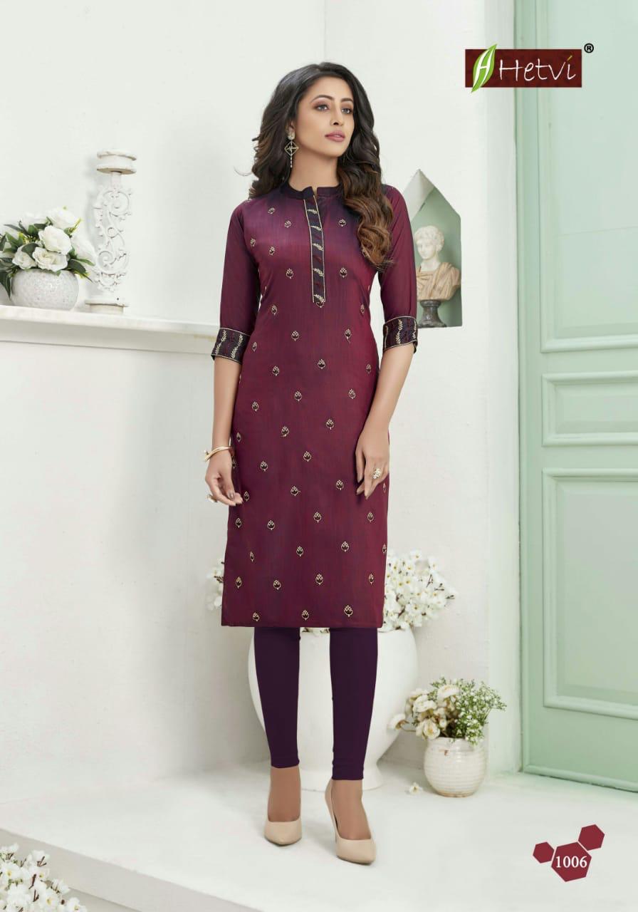 Hetvi Siya Latest Designer Ethnic Daily Wear Embroidery Work Heavy Rayon Kurti Collection 