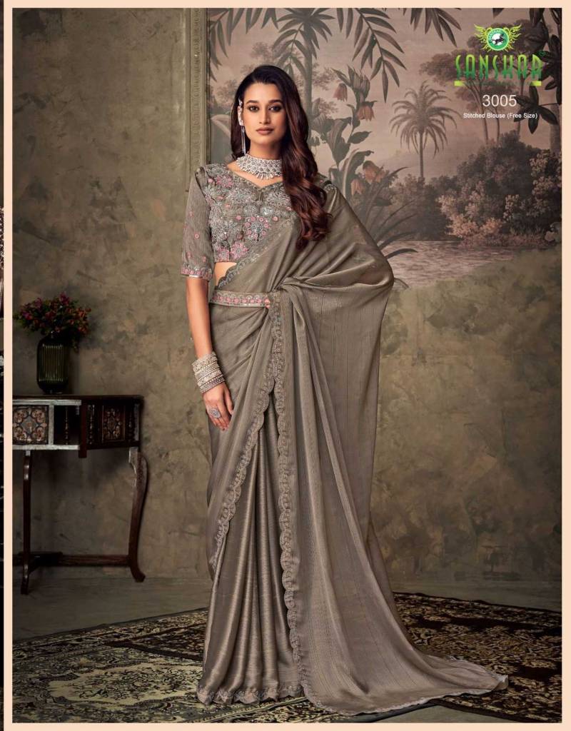 Sanskar Gucci Chiffon With Khatli Sequence Embroidery Saree Wholesale Market In Surat