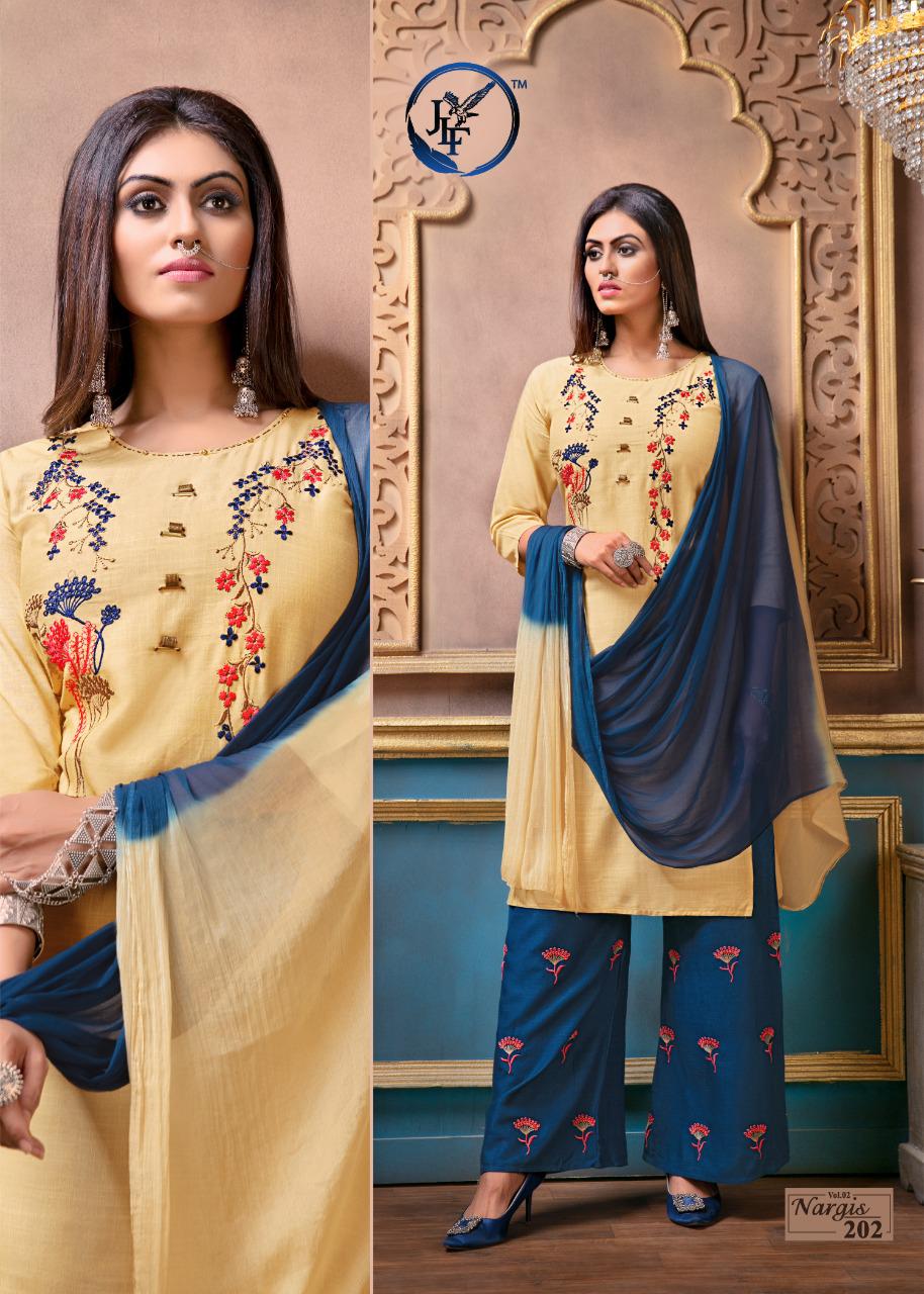 JLF Nargis Vol 2 Latest Designer Embroidery Work Ready Made Plazzo Salwar Suit With Nazneen Dupatta Collection 