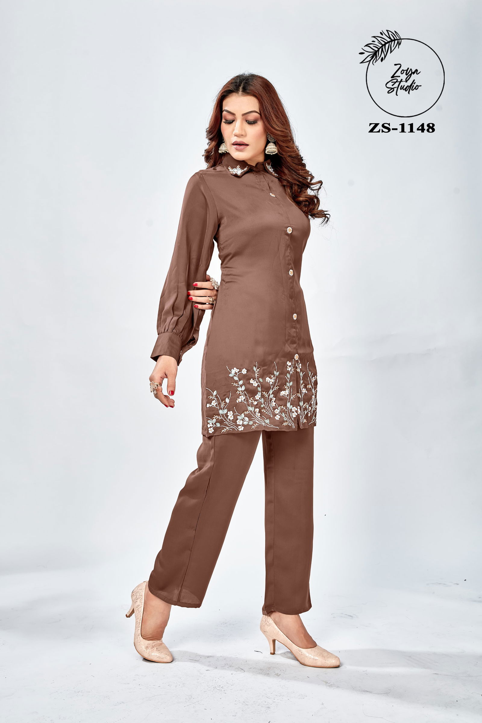 ZS 1148 Western Stain Short Kurti With Bottom Catalog