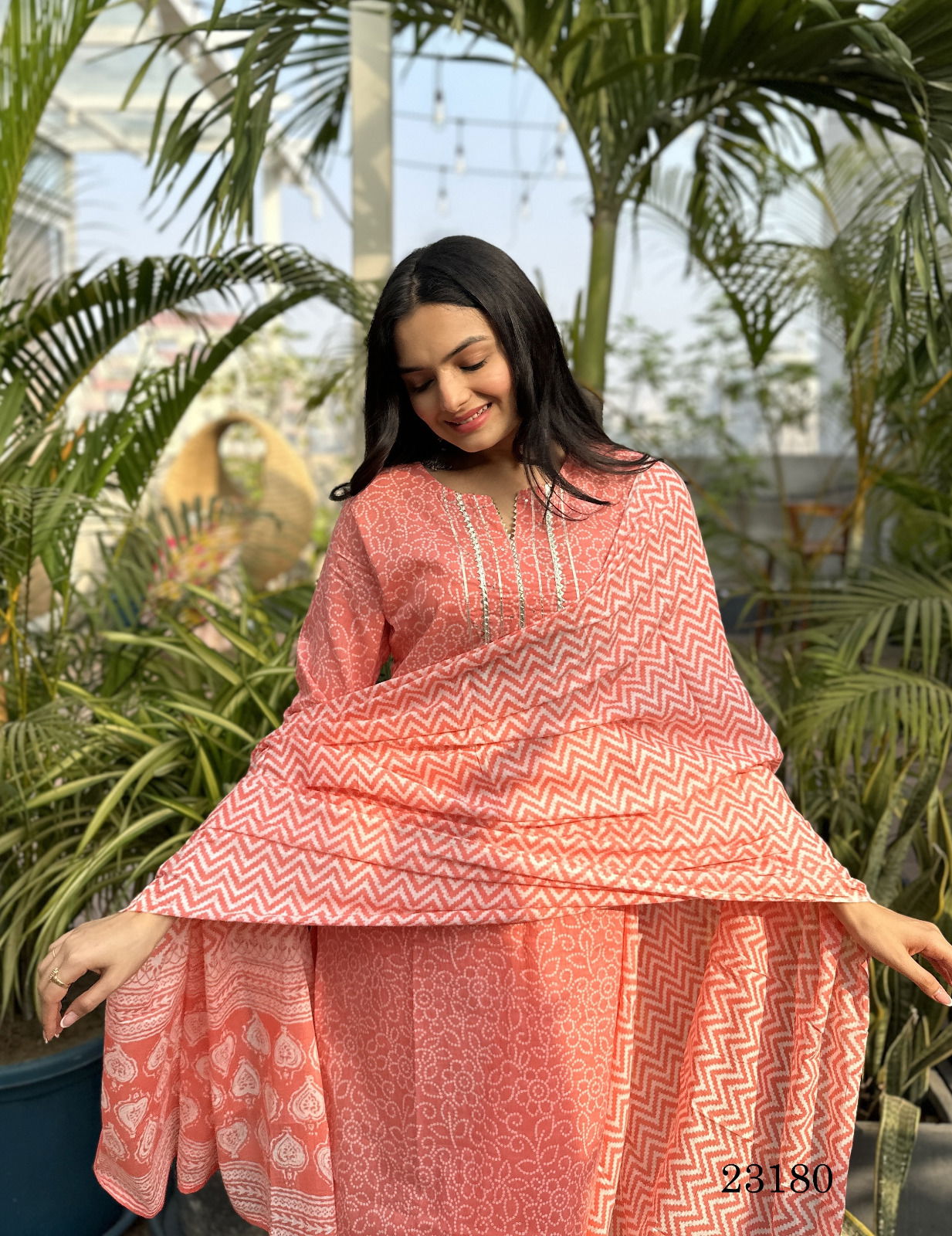 23180 Cambric Cotton Embroidery Kurti With Bottom Dupatta Catalog