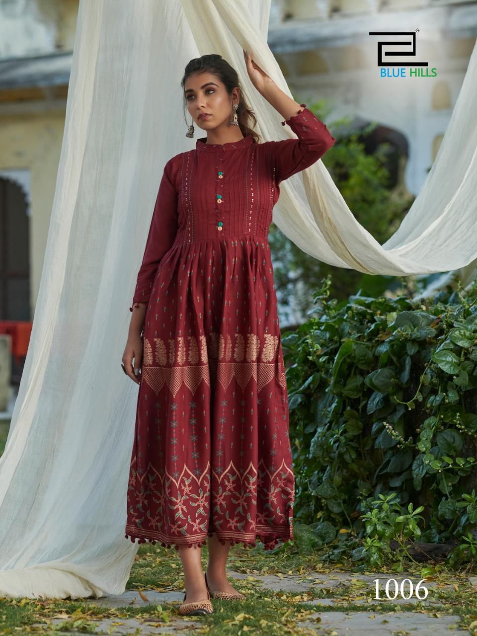 Blue Hills Pom Pom 1 Long Fancy Ethnic Wear Long Anarkali Kurti Collection