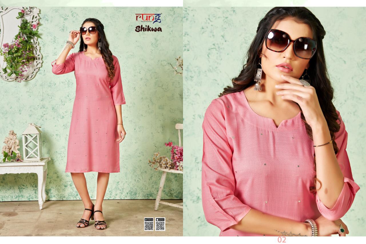Rung Shikwa Latest fancy Designer Casual Wear Rayon Casual Wear Kurti Collection
