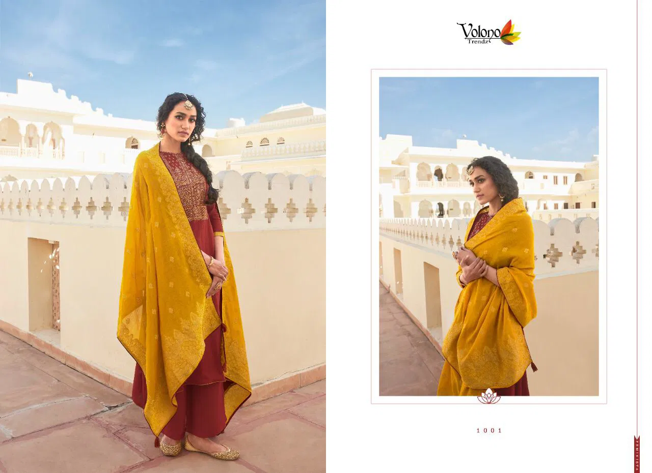 Volono Miza 1 Latest Fancy Designer Festive Wear Pure Jam cotton Print With Heavy Self Embroider Exclusive Designer Dress Material
