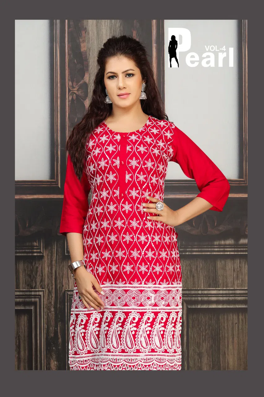 Pearl 4 Ethnic Wear Designer Lucknawi chicken Designer Kurti Collection
