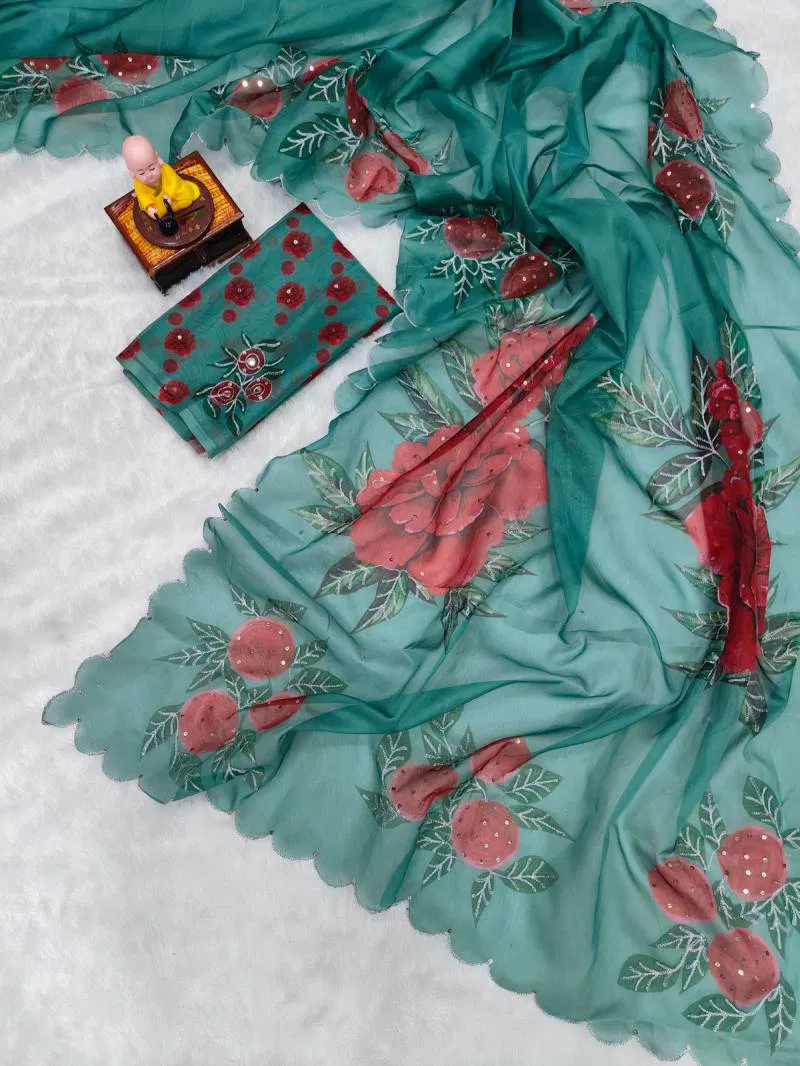 Vt 718 T Soft Tabby Organza With Digital Printed Saree Wholesale In India